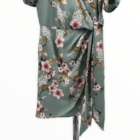 If By Sea Puff Sleeve Mint Floral Side Tie Dress size Small - Picture 6 of 14
